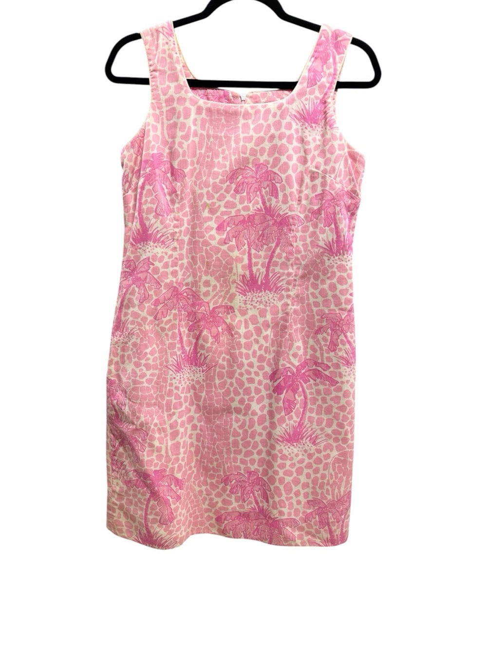 Lilly Pulitzer‎ Vintage Pink Sleeveless Palm Shift Dress Krista Cotton 10